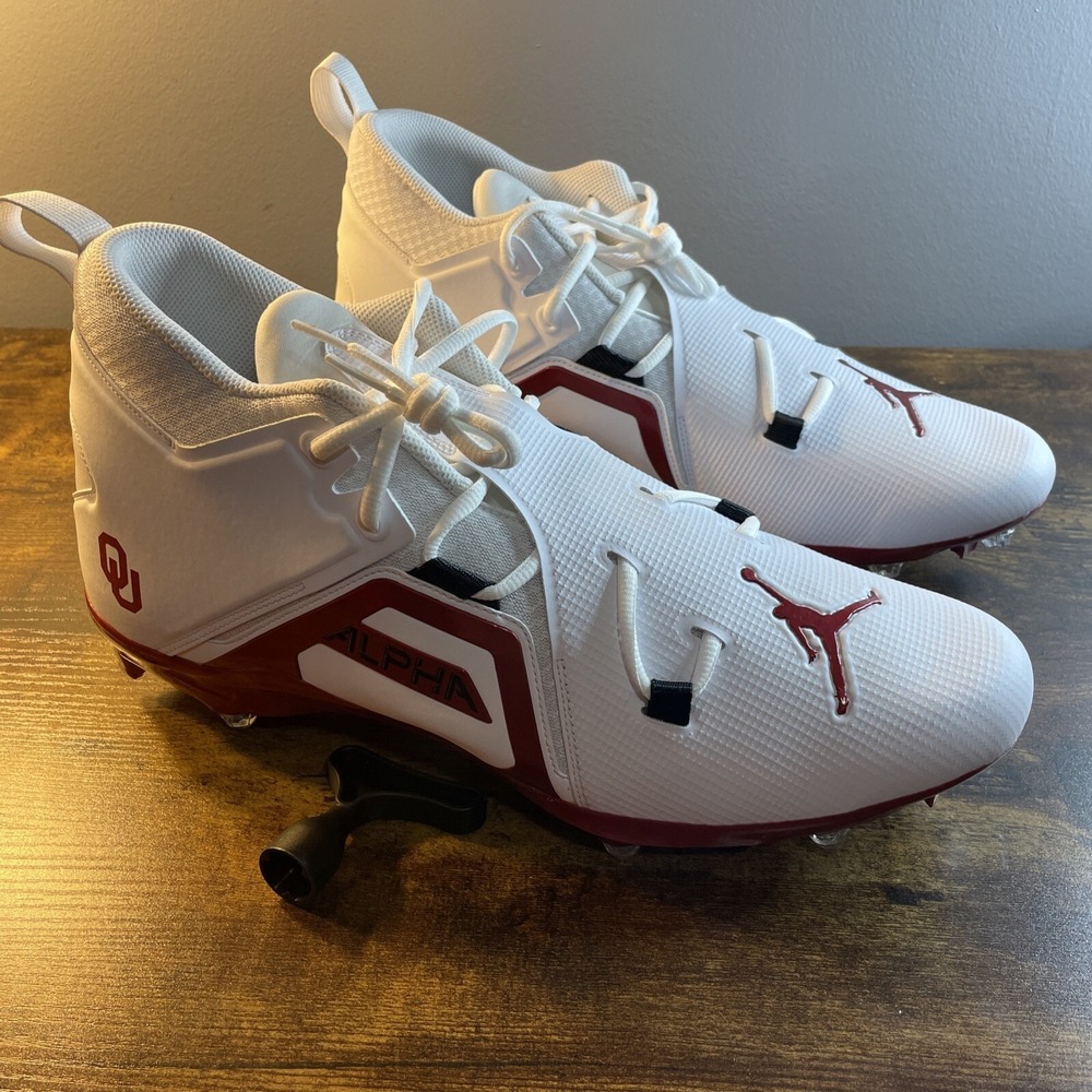 Nike Jordan Alpha Menace Pro 3 Oklahoma Sooner Men's Size 15 Cleats | DH3366-104